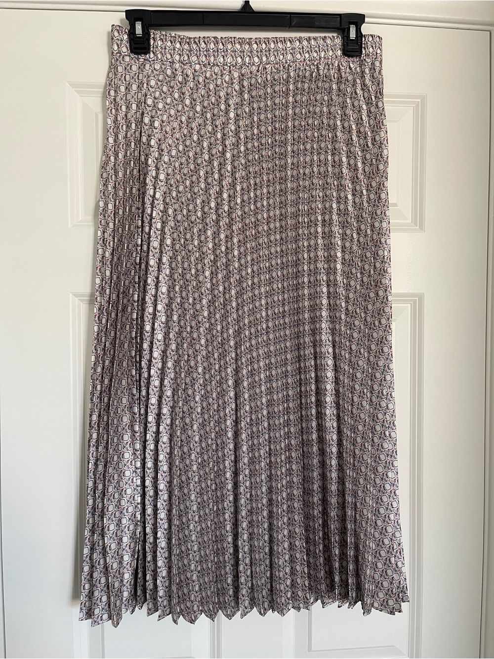 Max Studio Patterned Silky Pleated Midi Skirt L